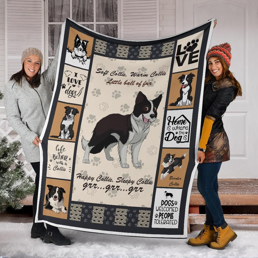 Happy Border Collie Blanket, Christmas Gift, Dog Lover Blanket