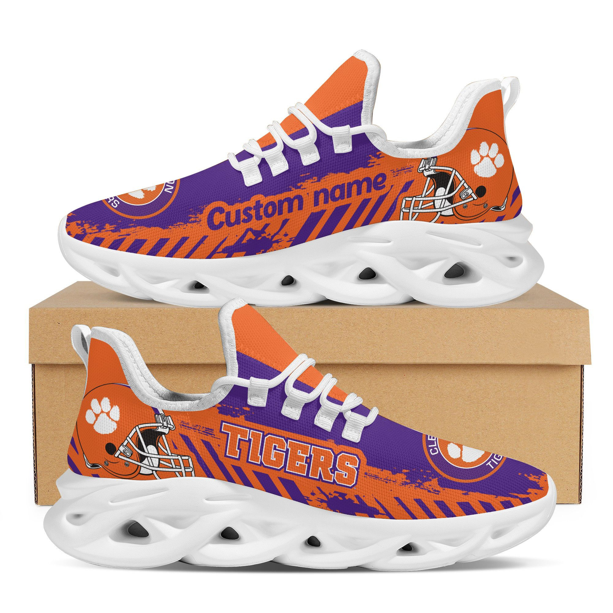 Clemson Tigers American Football Team Helmet Custom Name Personalized Men And Women Max Soul Sneakers Shoes For Fans