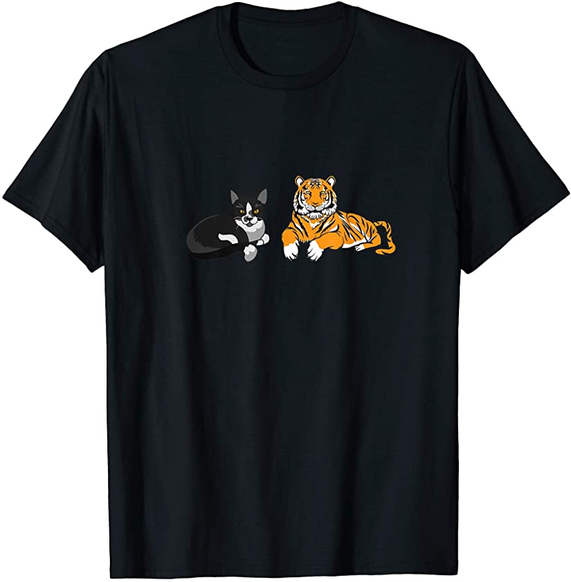 Cat and Tiger Feline Animals Themed Design T-Shirt