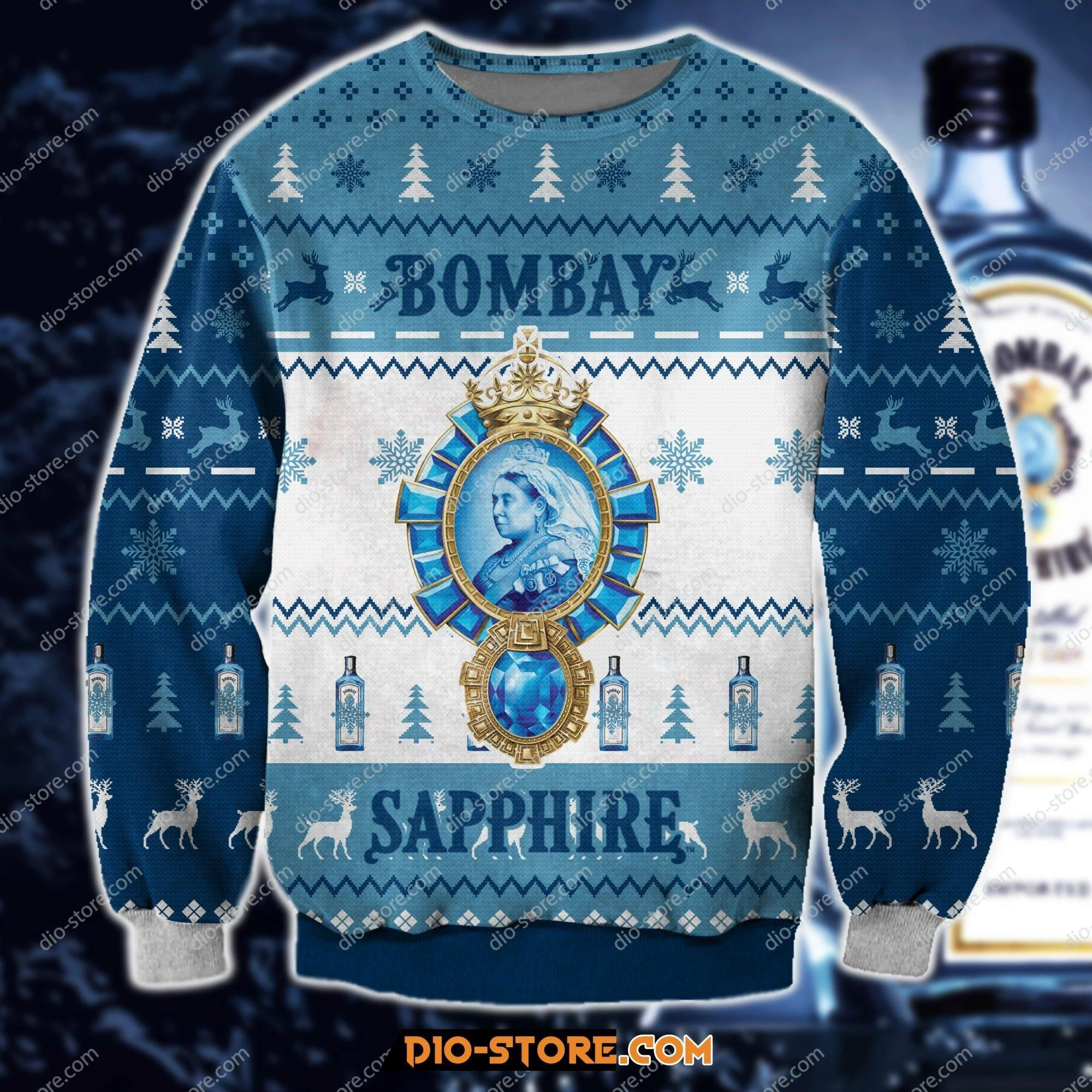 Bombay Sapphire Knitting Pattern 3D Print Ugly Christmas Sweater 2021