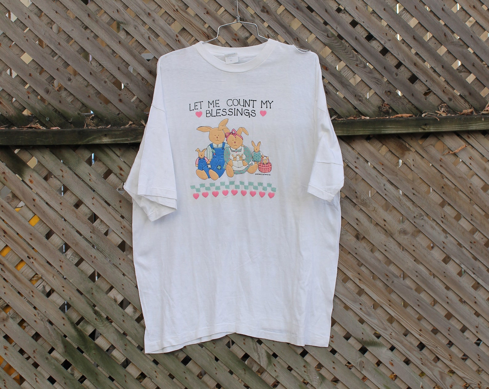 Vintage T Shirt  Let Me Count My Blessings  Bunny Rabbit Teddy Bear  Toy Animal Graphic  Family  80S  90S  Streetwear Fashion