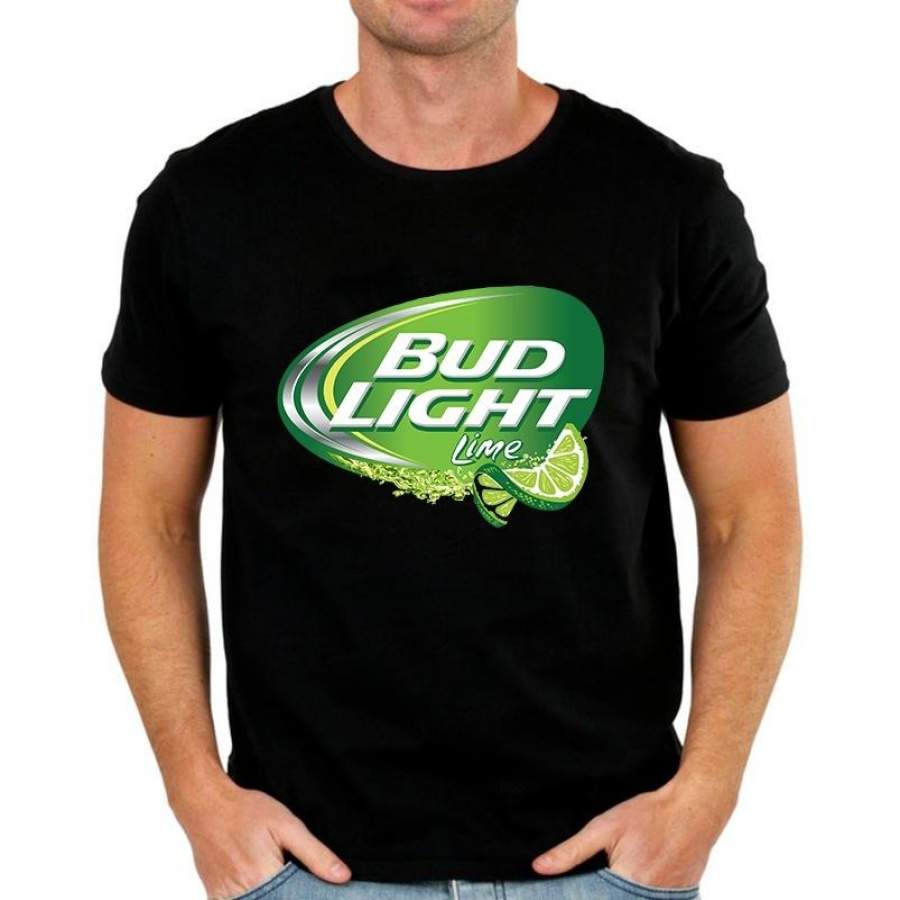 Bud Light Lime Beer T-Shirt Unisex Beer Tee Shirt Black Mens Tshirt