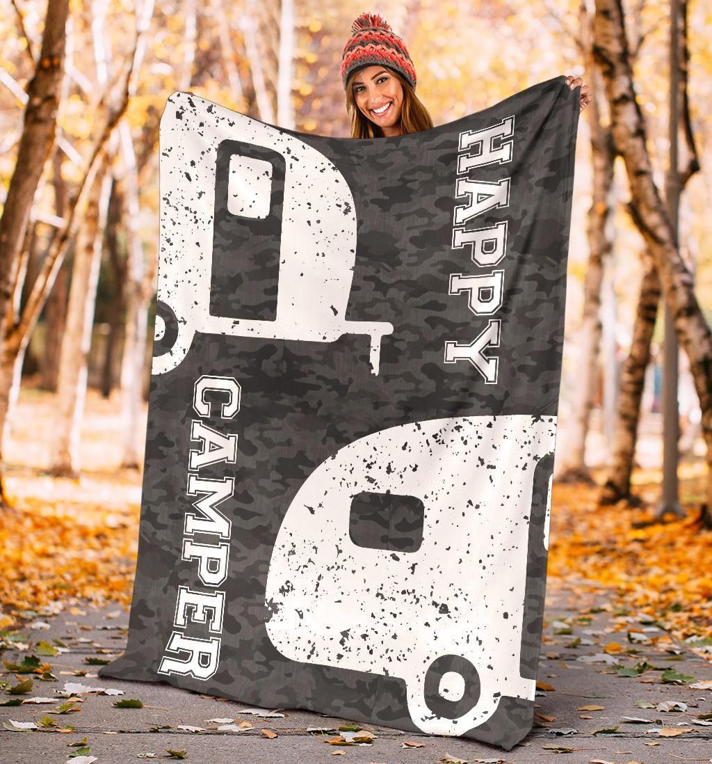 Cover your body with amazing Happy Camper Camo blanket beautiful campfire blanket – NQS43