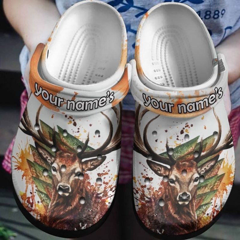 Face Deer Painting Shoes Crocbland Clog Gifts For Men Women