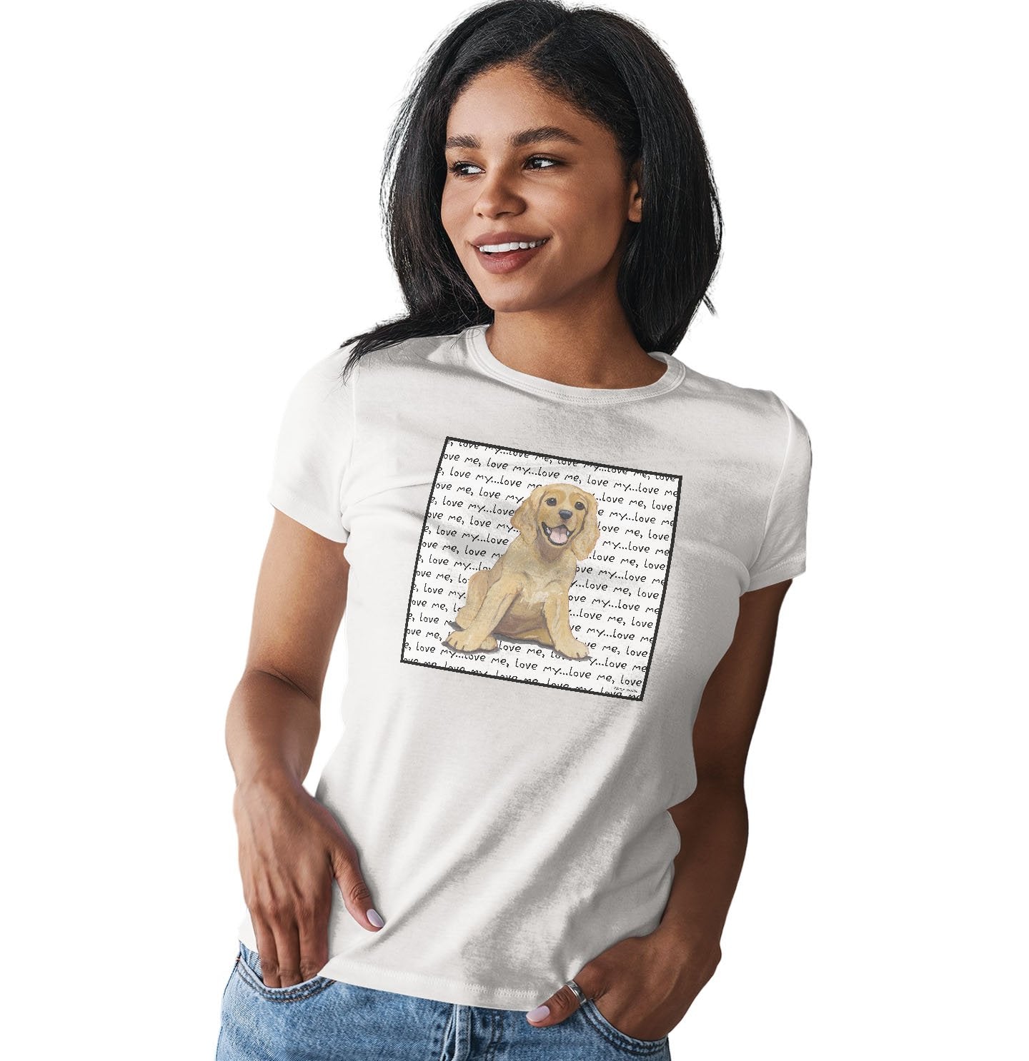 American Cocker Spaniel Puppy Love Text – Women’S Fitted T-Shirt