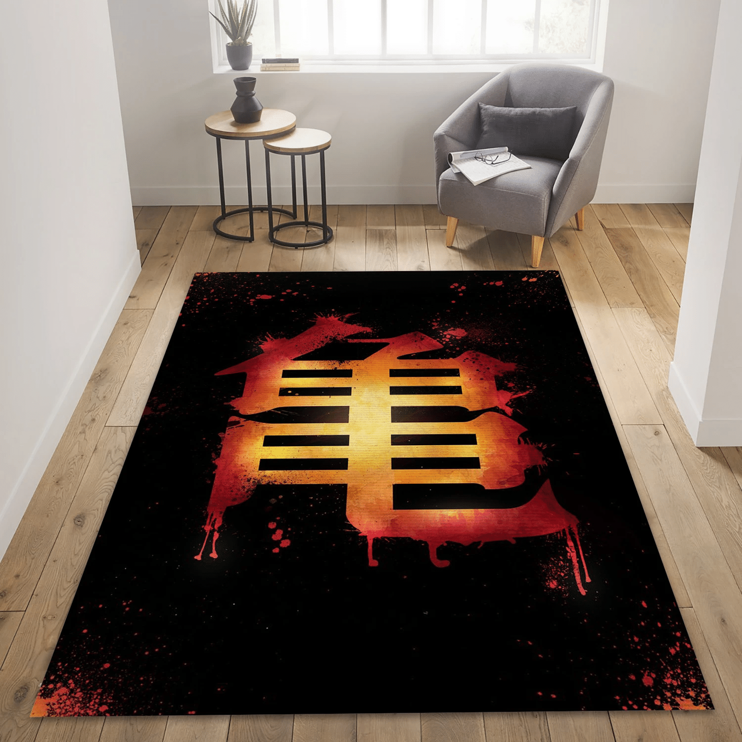 Kame Dark Area Rug, Living Room Rug – Christmas Gift Us Decor