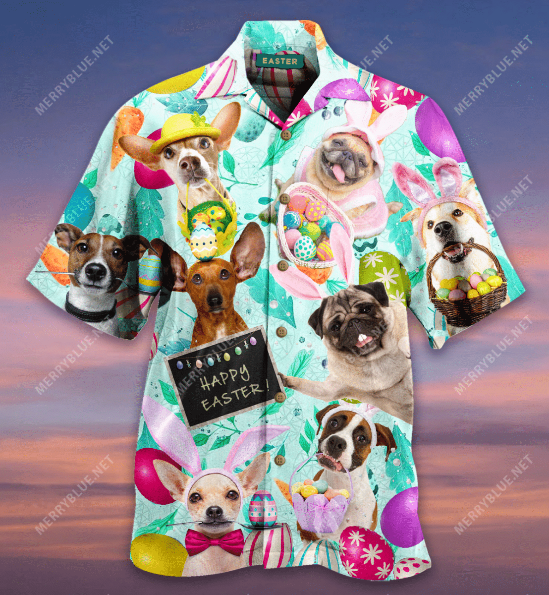 Order Happy Easter Dog With Eggs Hawaii Shirt Ha78556