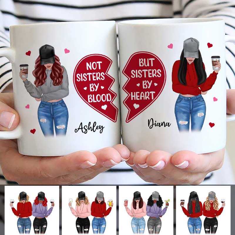 Sisters By Heart Personalized Mug Set