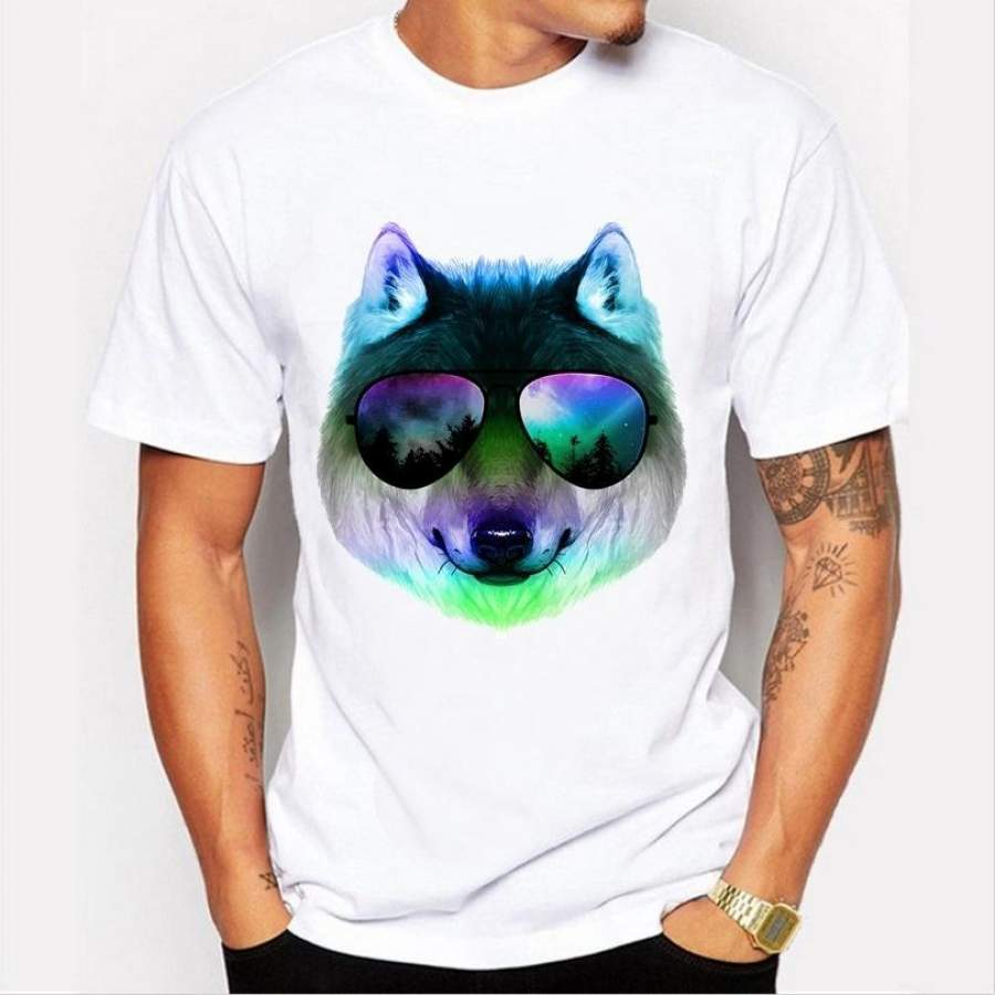 2017 Summer  Men White Color T Shirts Animal Cool 3D Wolf Print T-Shirt Brand Clothing Tops