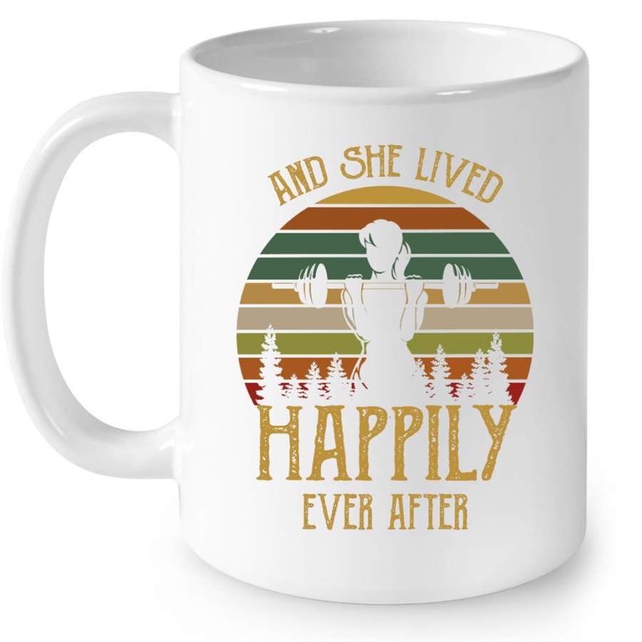 And She Lived Happily Ever After Classic Vintage Retro Design – Full-Wrap Coffee White Mug