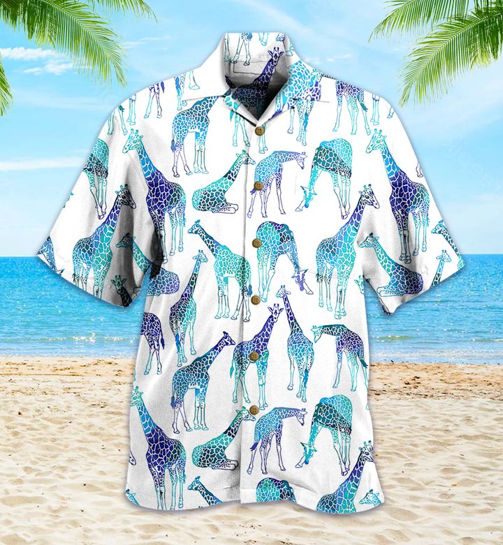 Turquoise Giraffe Blue Hawaii Shirt Ha7651