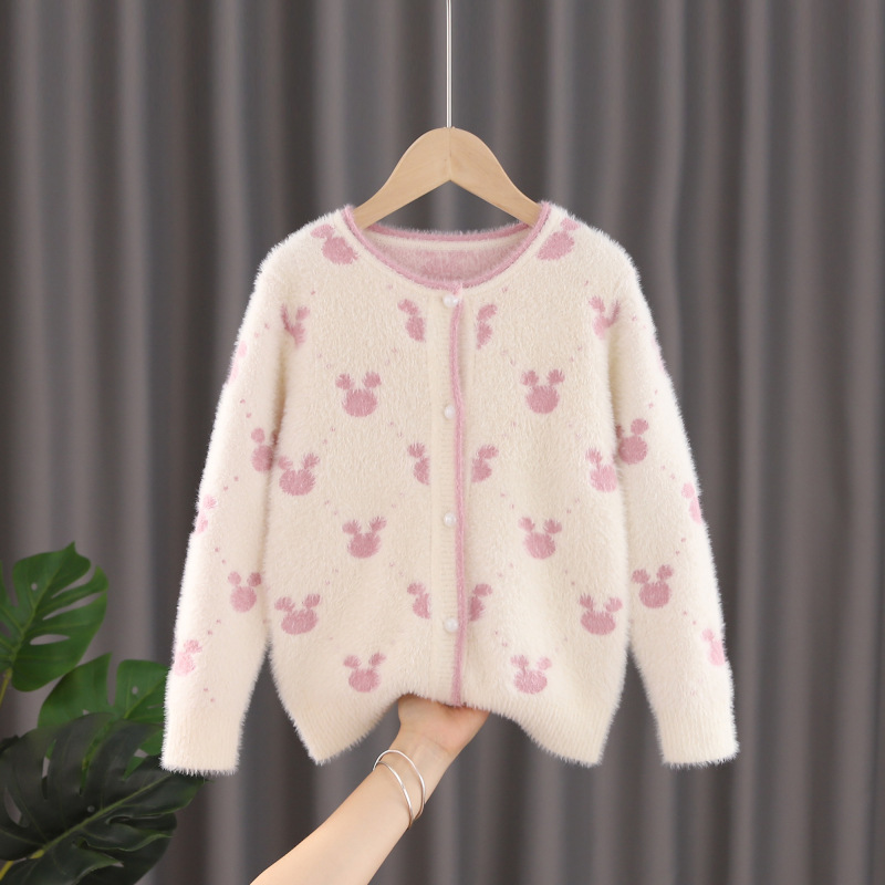 2021 Ins New Fashion Girls Sweaters Knit Children Sweaters Girls Winter Fleece Cardigans Girls’ Cardigans alx