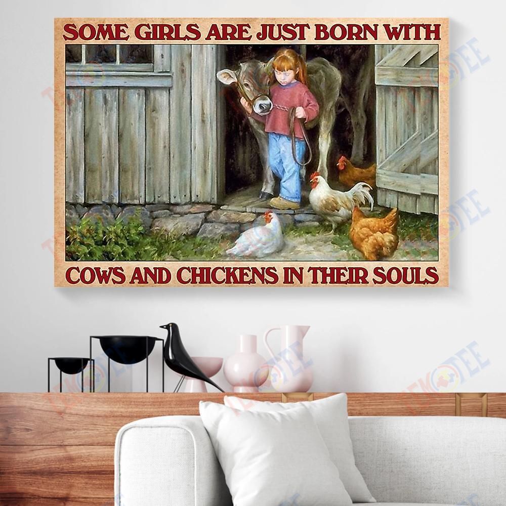 Best Canvas Prints Some Girls Are Just Born With Cows And Chickens In Their Souls Horizontal Canvas Wall Art Glamorous Living Room Bedroom Bathroom Home Decoration