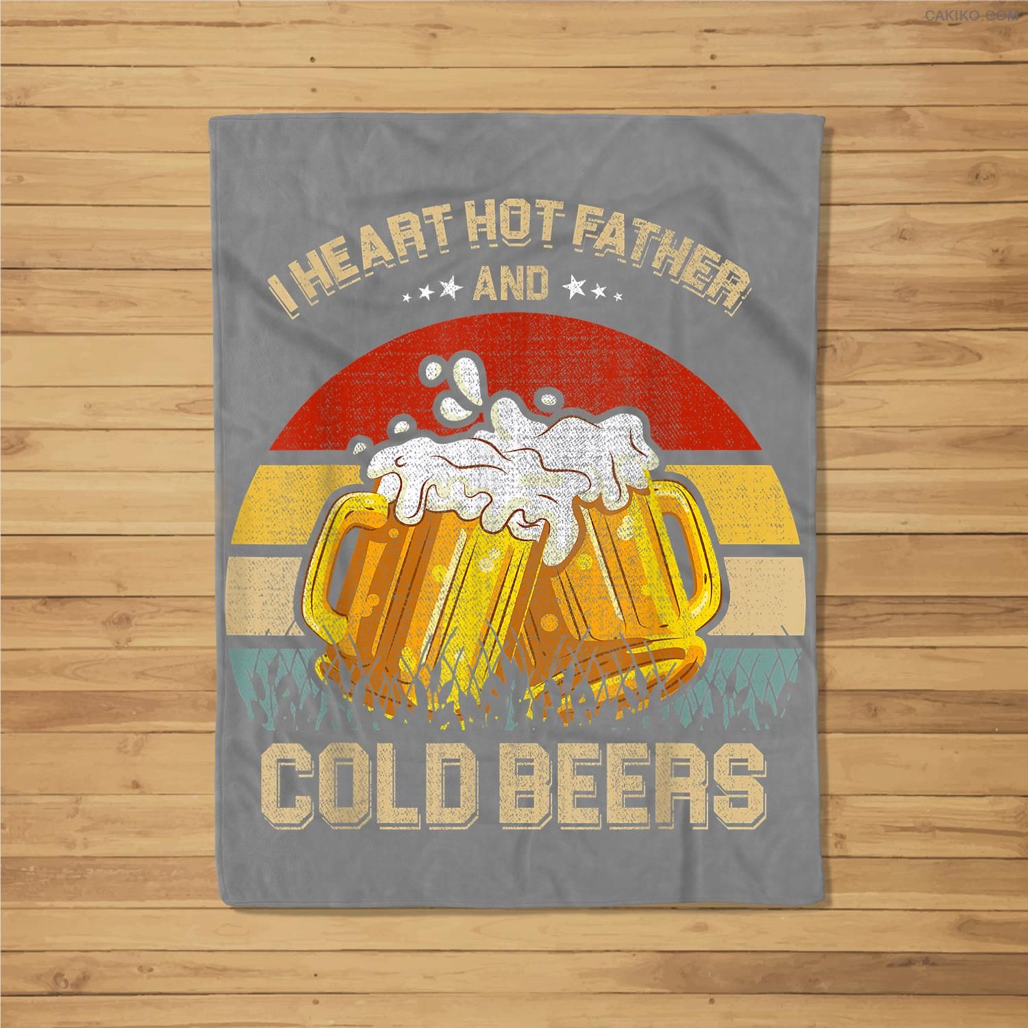 I Heard Hot Father And Cold Beer Retro Vintage Fleece Blanket