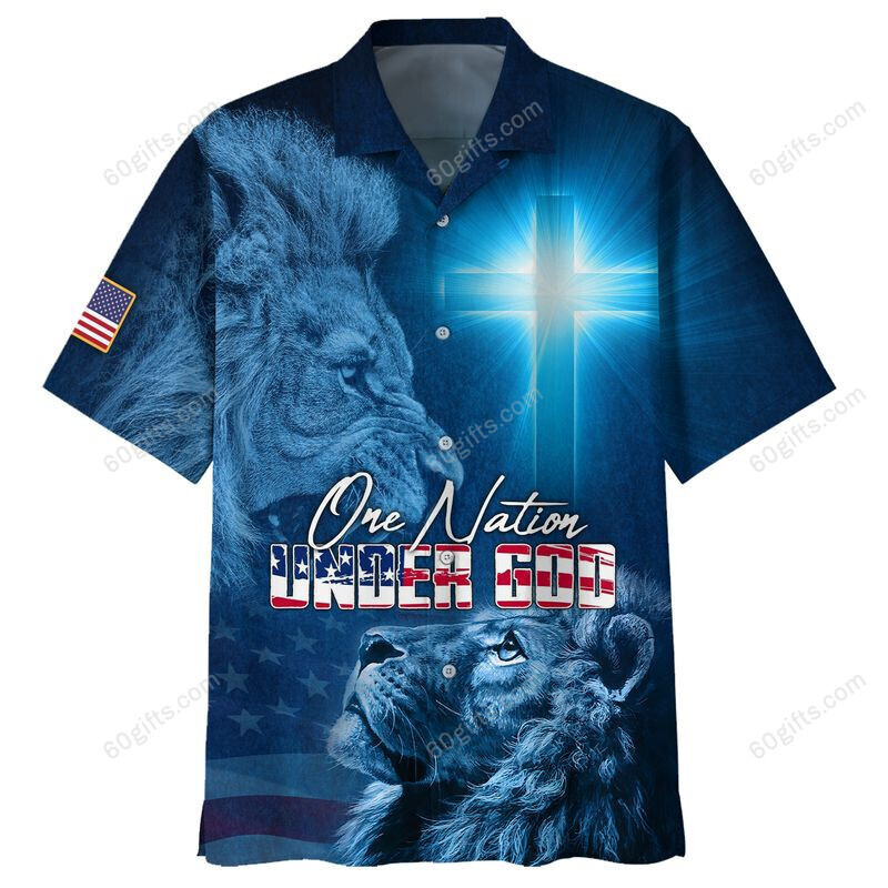 3D Jesus Hawaiian Shirt, Hoodie, Zip Hoodie, Hoodie Dress, Sweatshirt One Nation Under God Lion Christian All Over Print