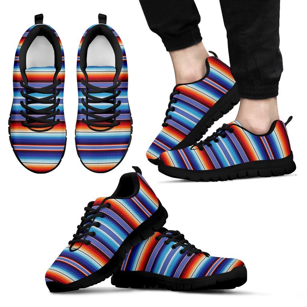 Baja Mexican Blanket Serape Pattern Print Sneakers, Sneaker Running Personalized Shoes Custom Name, Text For Women, Men