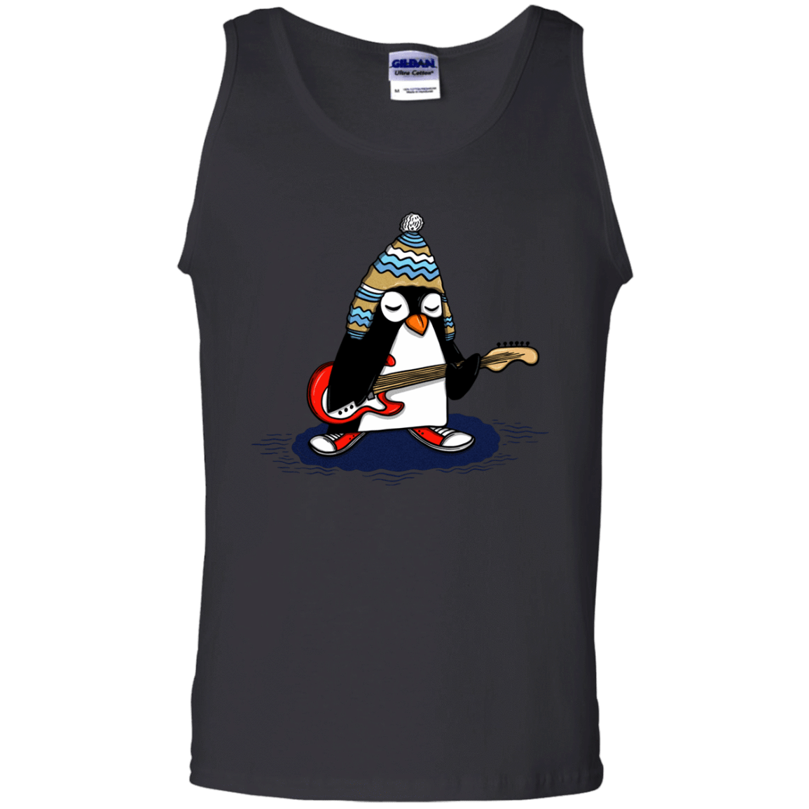 Penguin Playing Guitar – Mens – Tank – Small to 3XL