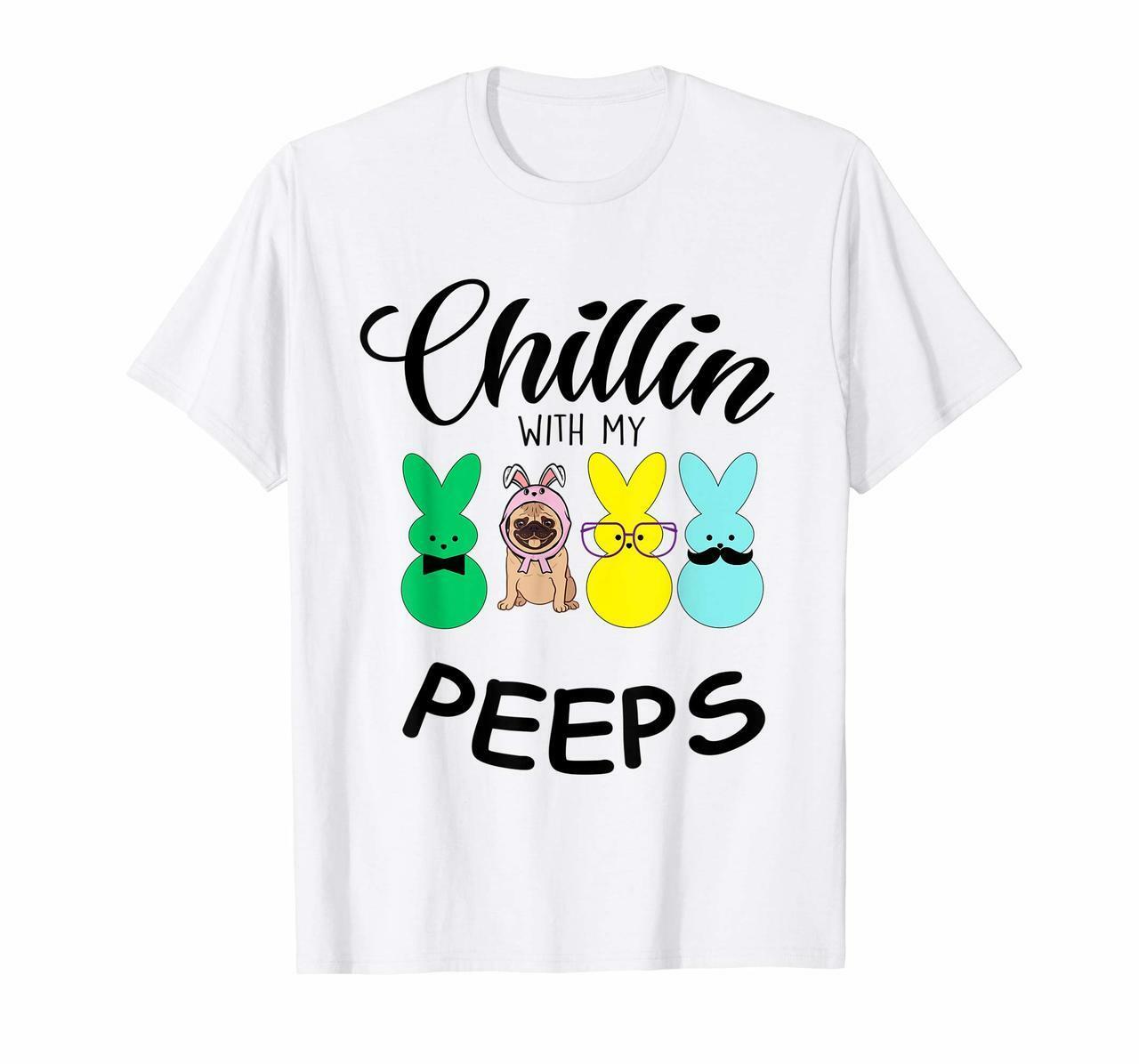 Chillin With My Pug Dog Tshirt Easter Bunny Shirts