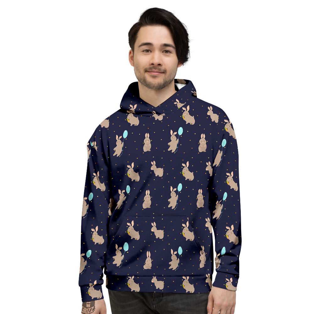 Pattern Mini Rabbit Print Men’S Hoodie