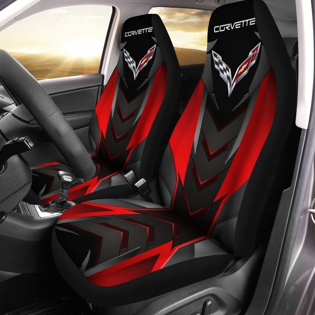 Corvette  Car Seat Cover (Set Of 2) Ver 5 (Red)