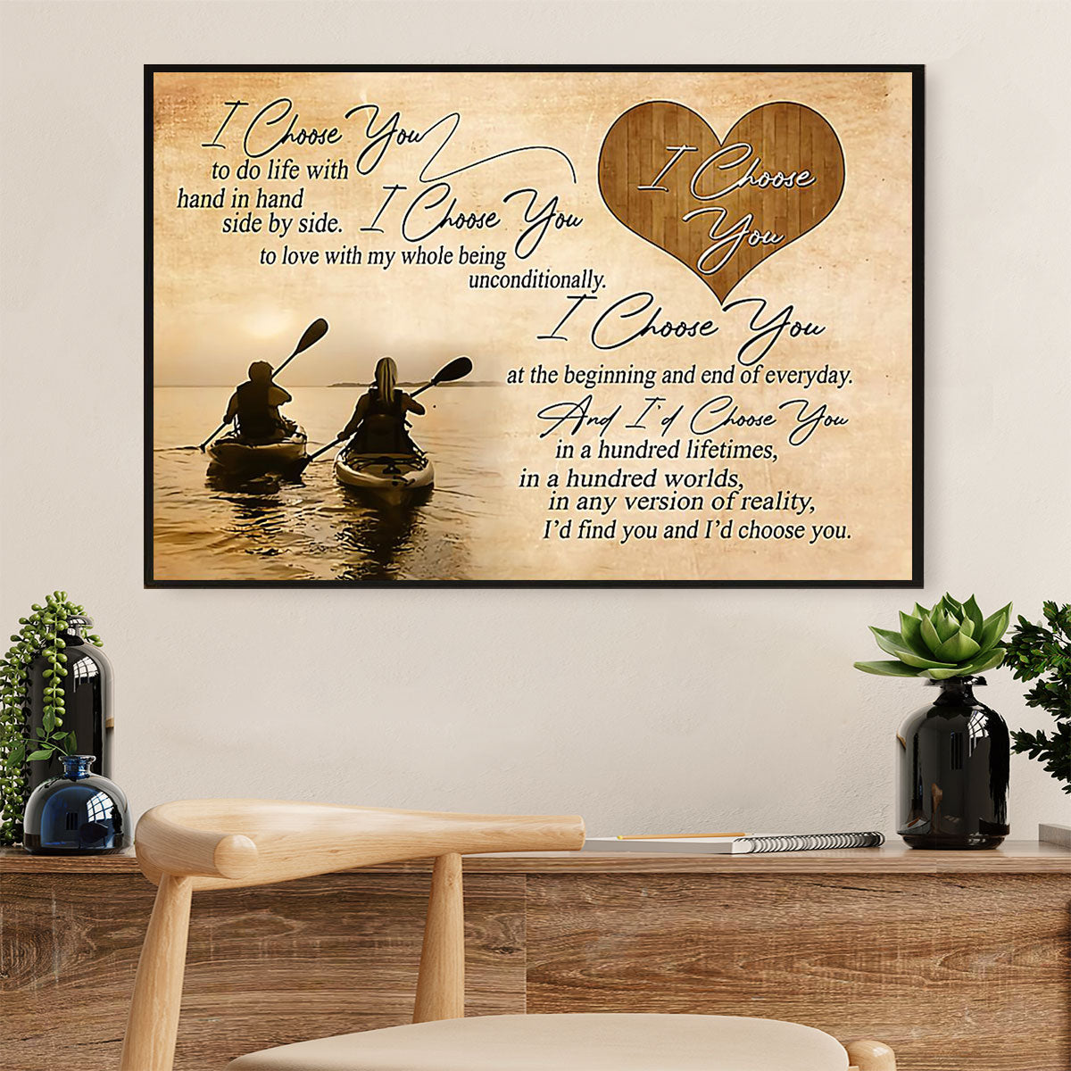 Kayaking Poster Prints | Couple Kayak | Wall Art Gift For Kayaker