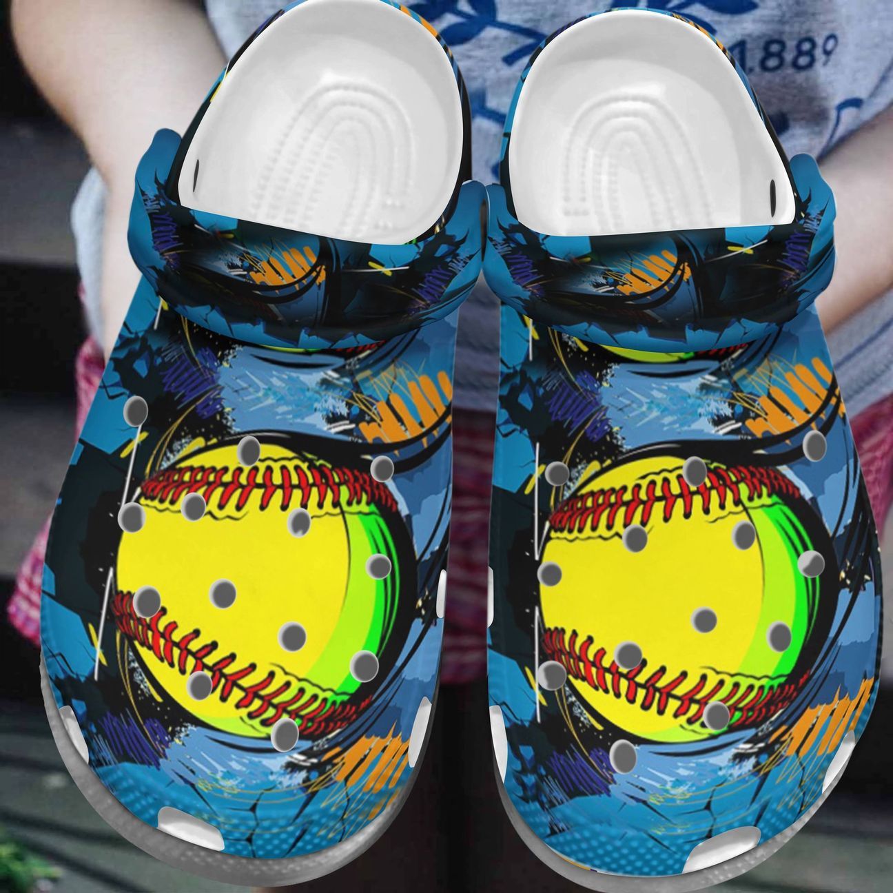 Softball Personalized Clog, Custom Name, Text, Color, Number Fashion Style For Women, Men, Kid, Print 3D Creative Drawing Style