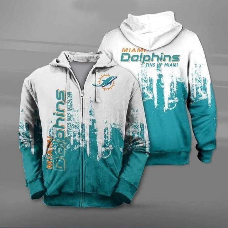 Miami Dolphins Zipper Hoodie Unisex 3D All Over Print