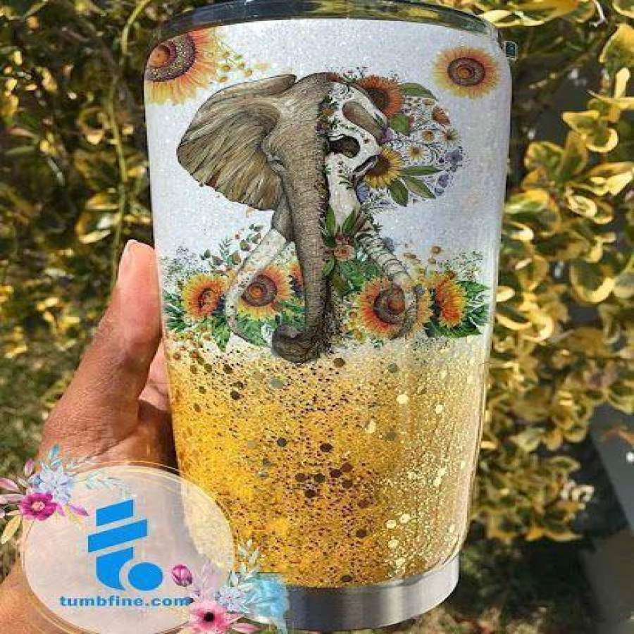 Sunflower Elephant All-Over Print Insulated Stainless Steel Tumblers Cup Thg68