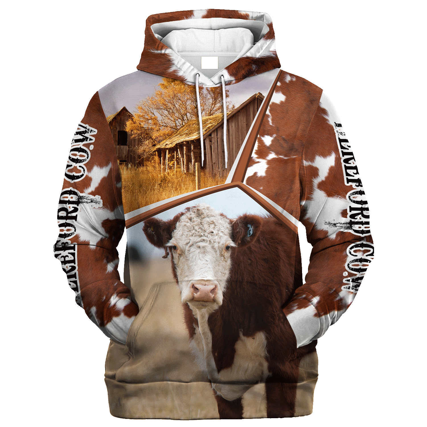 Funny Hereford Farm In The Fall Hoodie