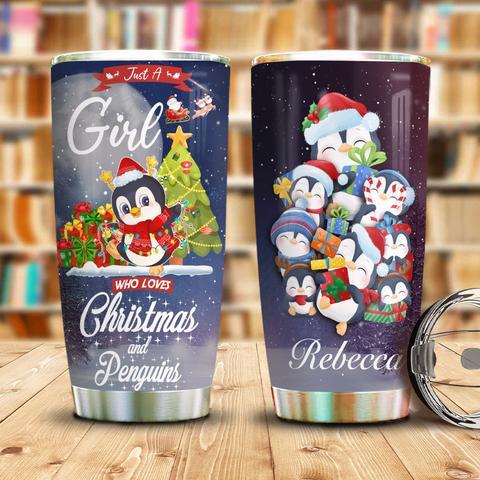 Love Christmas And Penguins Personalized Kd2 Stainless Steel Tumbler, Personalized Tumblers, Tumbler Cups, Custom Tumblers