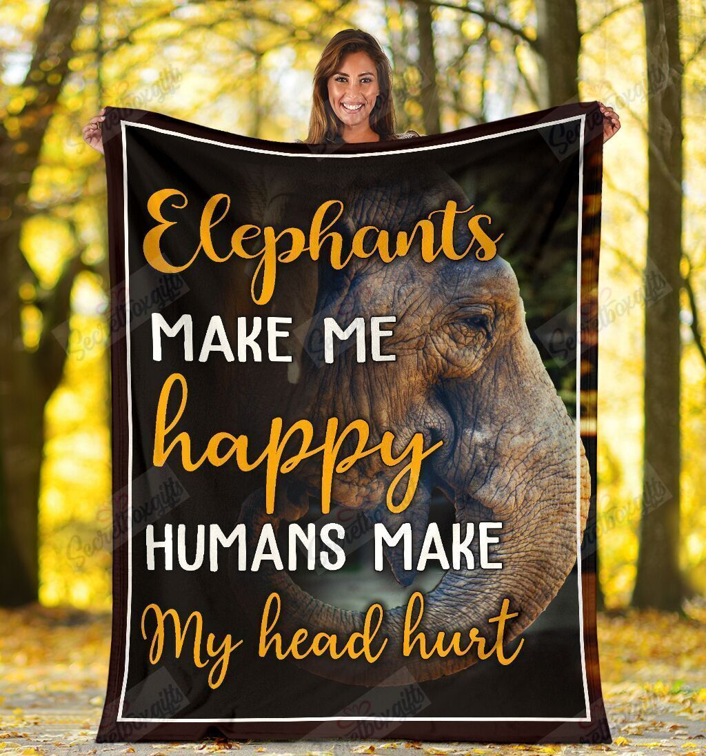 Elephants Make Me Happy Gs-Cl-Ml1303 Fleece Blanket