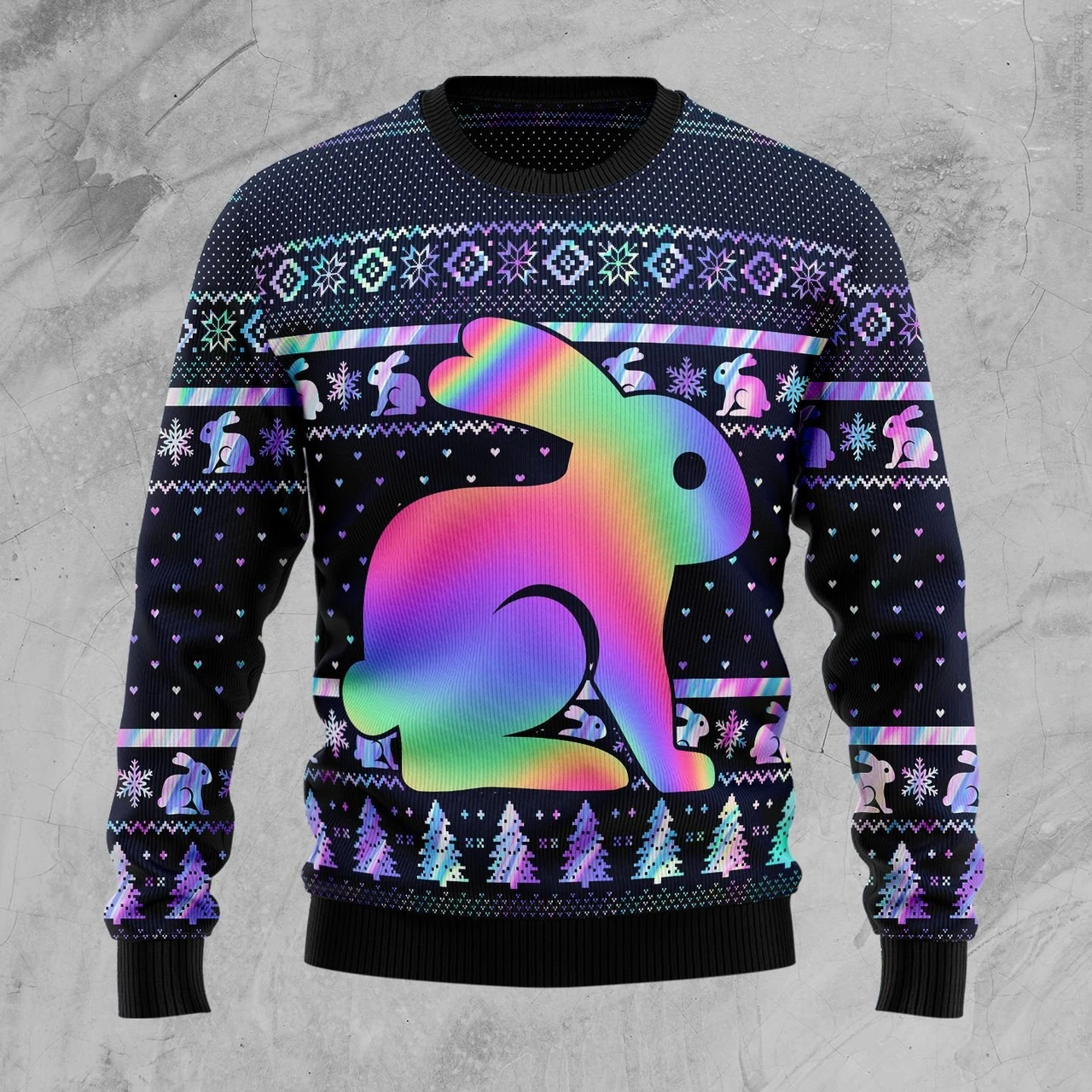 Cute Colorful Rabbit Ugly Christmas Sweater | For Men & Women | Us4243