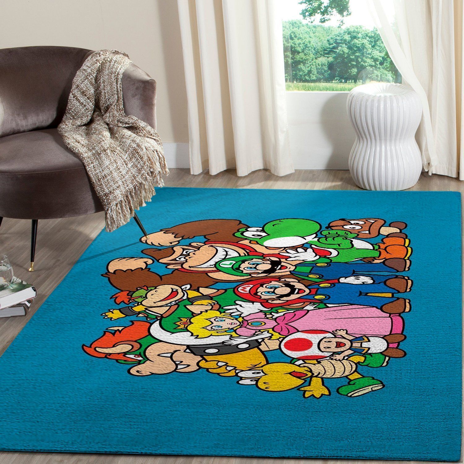 Super Mario Area Rug Nintendo Video Game Carpet, Gamer Living Room Rugs, Floor Decor 1912067