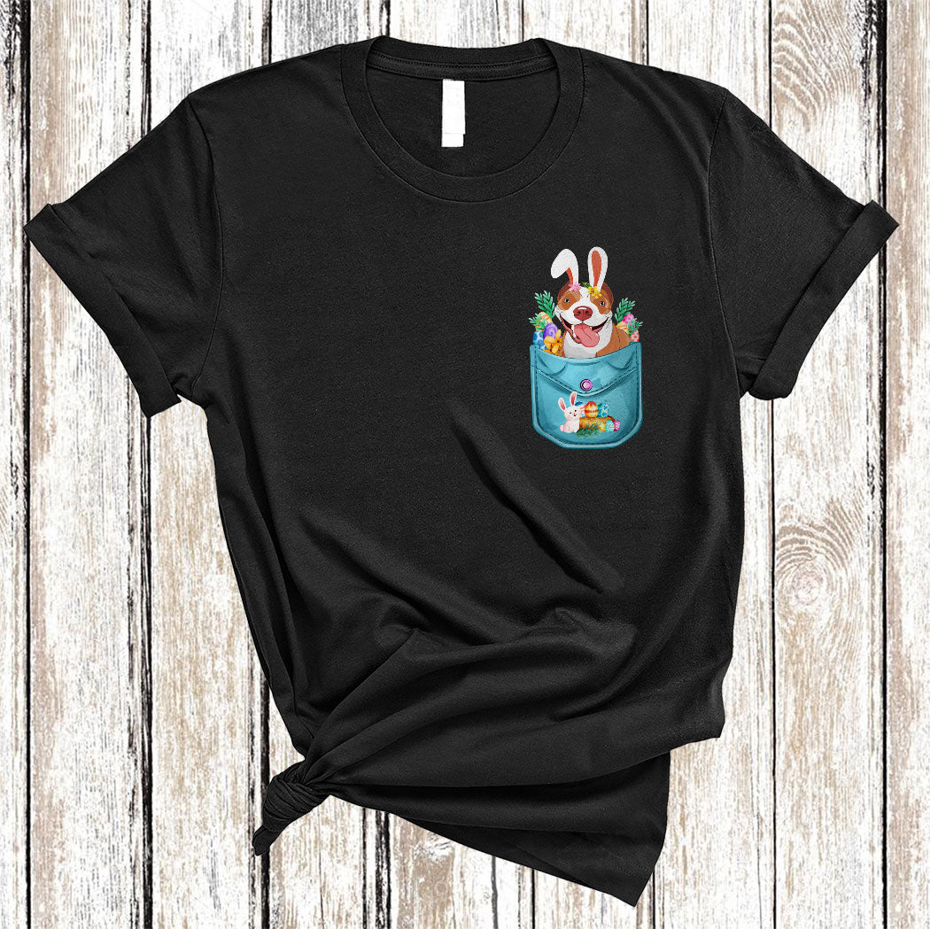 Bunny Pit Bull In Easter Pocket Cute Easter Day Egg Hunt Bunny Dog Lover Gifts T-Shirt