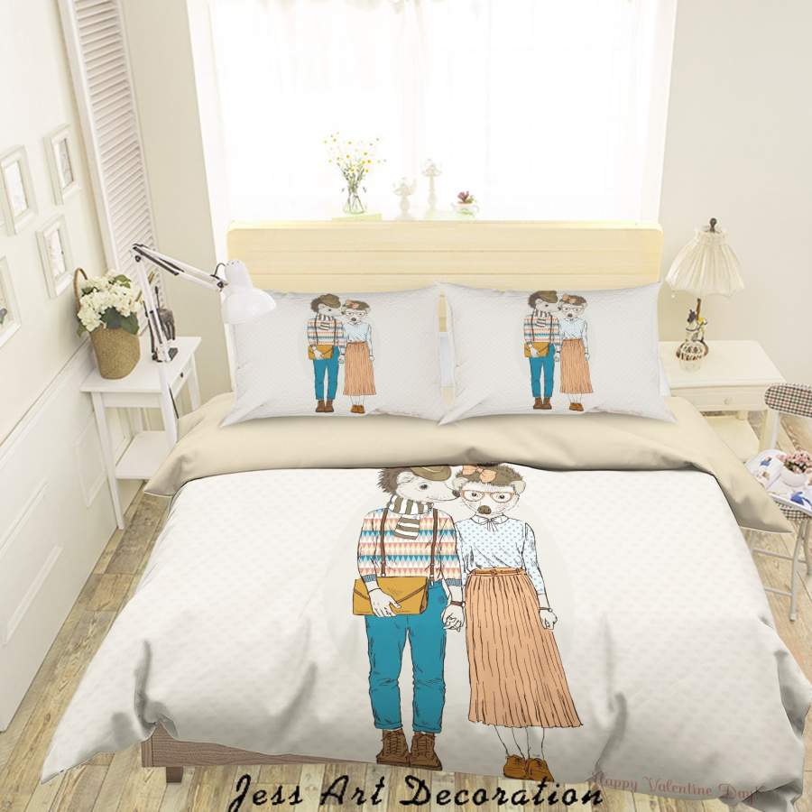 3D Couple Cartoon Animal Quilt Cover Set Bedding Set Duvet Cover Pillowcases A036 LQH