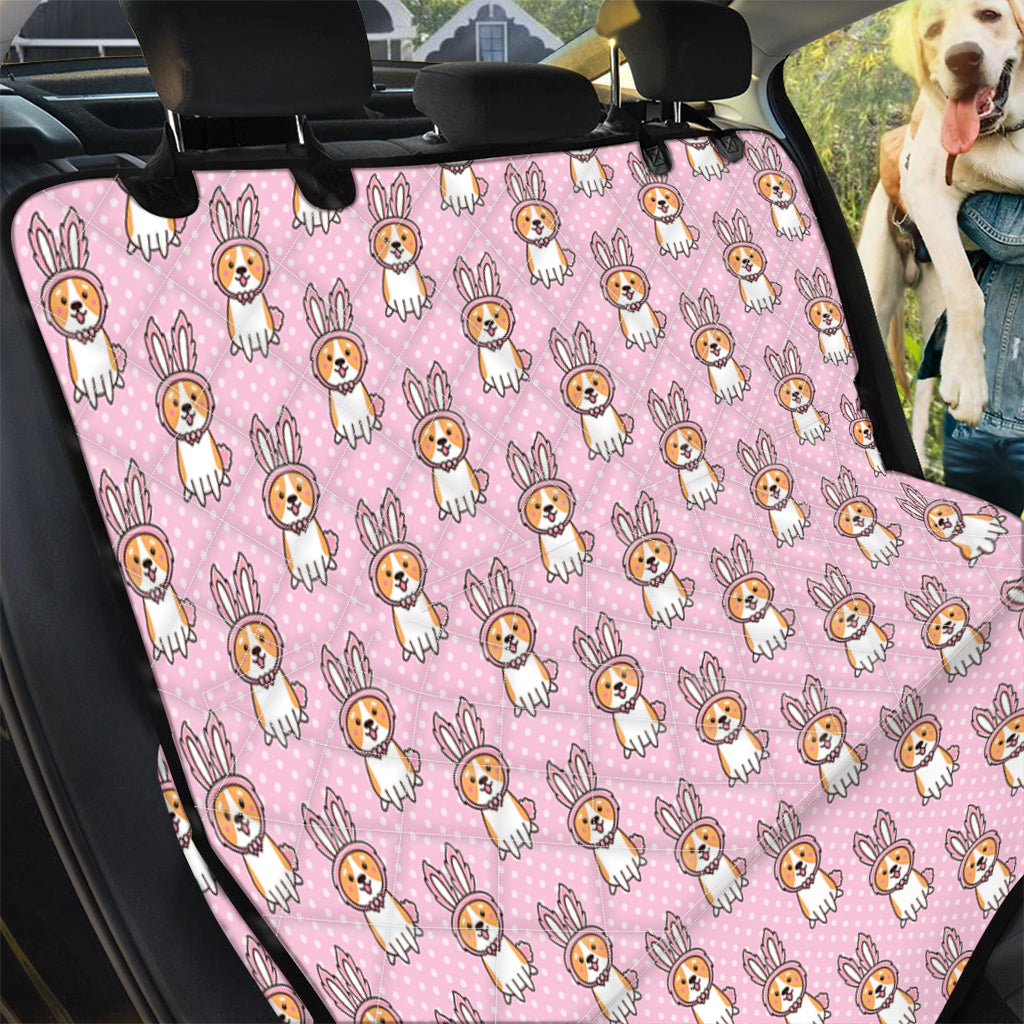 Bunny Corgi Pattern Print Pet Car Back Seat Cover