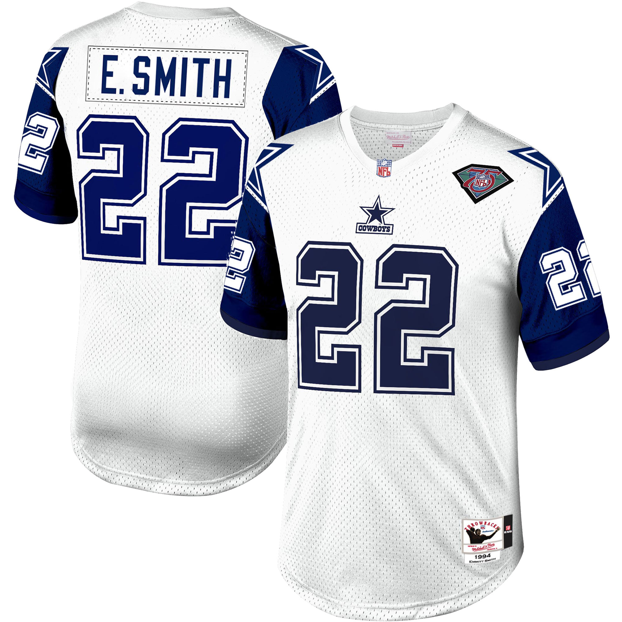 Men’s Dallas Cowboys Emmitt Smith Mitchell & Ness White 2004 Authentic Throwback Retired Player Jersey