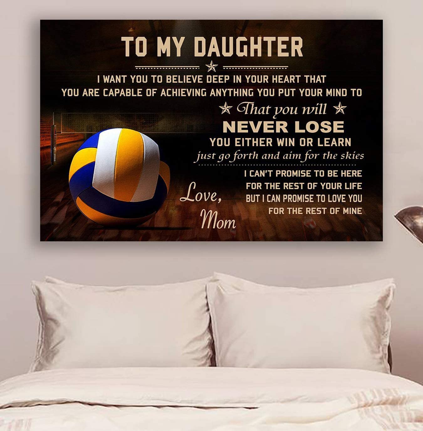 Volleyball Poster – Mom to Daughter – Never Lose-Command Strips Wall Decor – Poster for Room Aesthetic – Pictures Wall Vintage