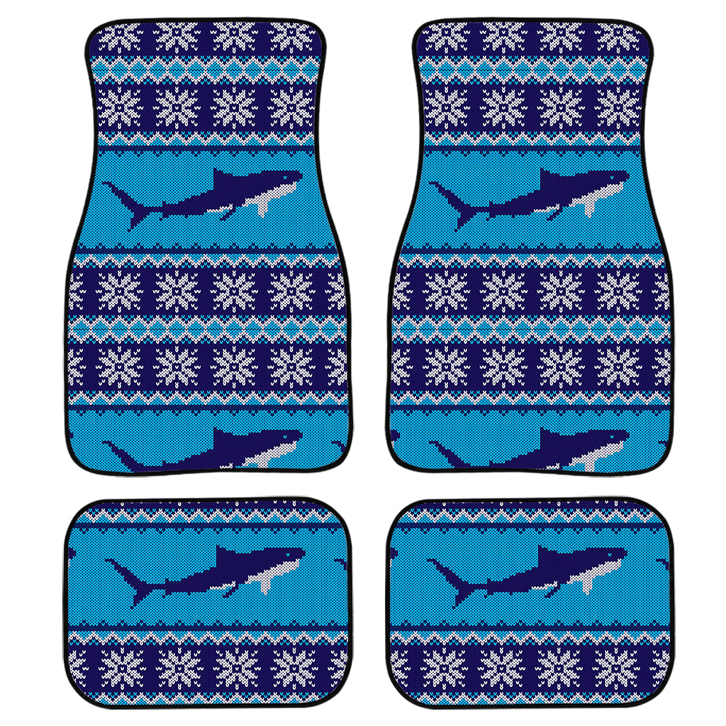 Shark Knitted Pattern Print Front And Back Car Floor Mats