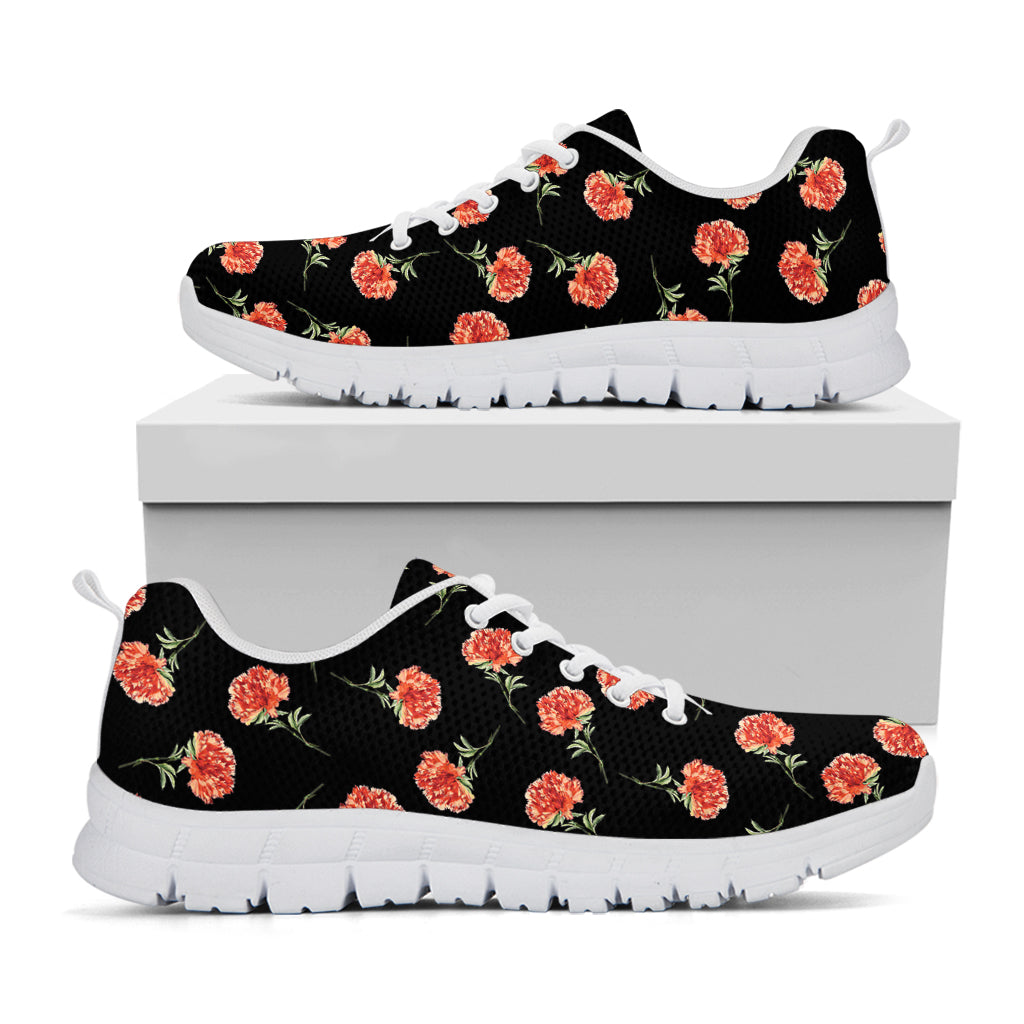 Watercolor Carnation Pattern Print White Sneakers