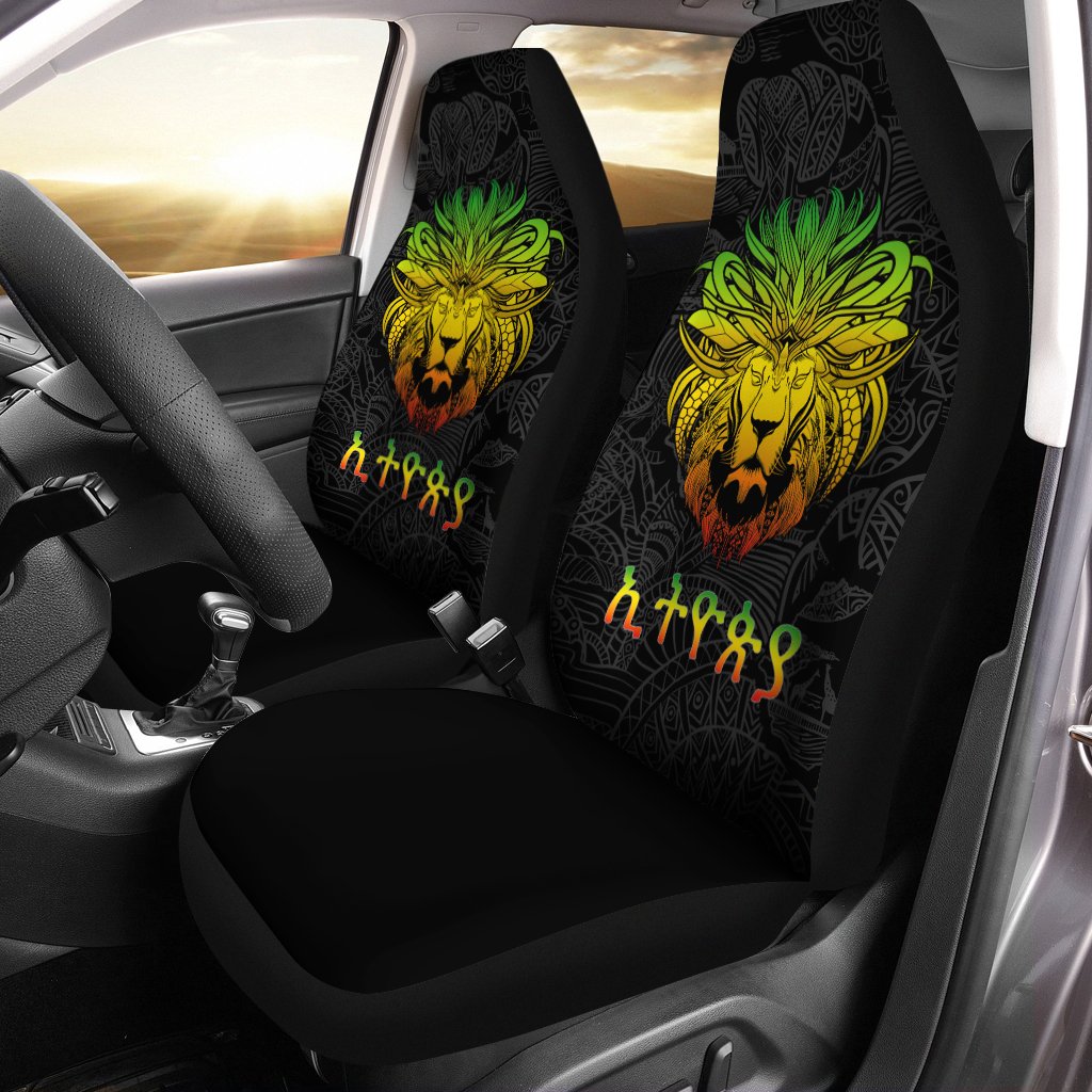 1stTheWorld Ethiopia Car Seat Covers, Ethiopia Lion Pattern Africa A10