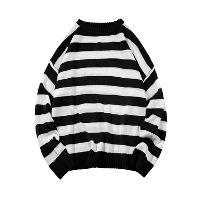 Autumn Men Contrast Stripe Knitted Sweater 2021 Winter Men/Women’s O-neck Striped Pullover Male Black Red Sweater M-3XL alx