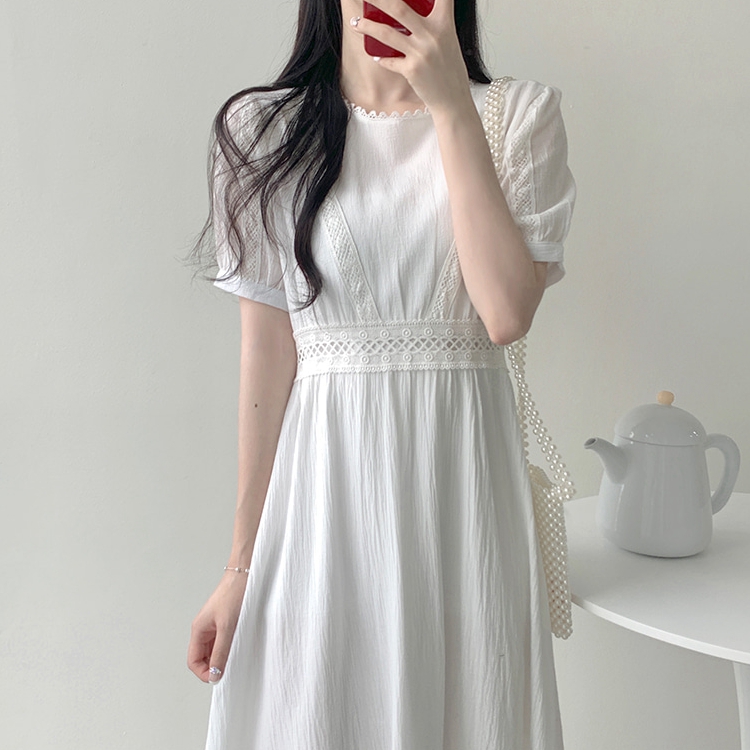 White Dresses Long Hot Sales Woman Korea Japan Style Design Clothes Summer Hollow Out A Line Vintage Cotton Dress 7118 alx