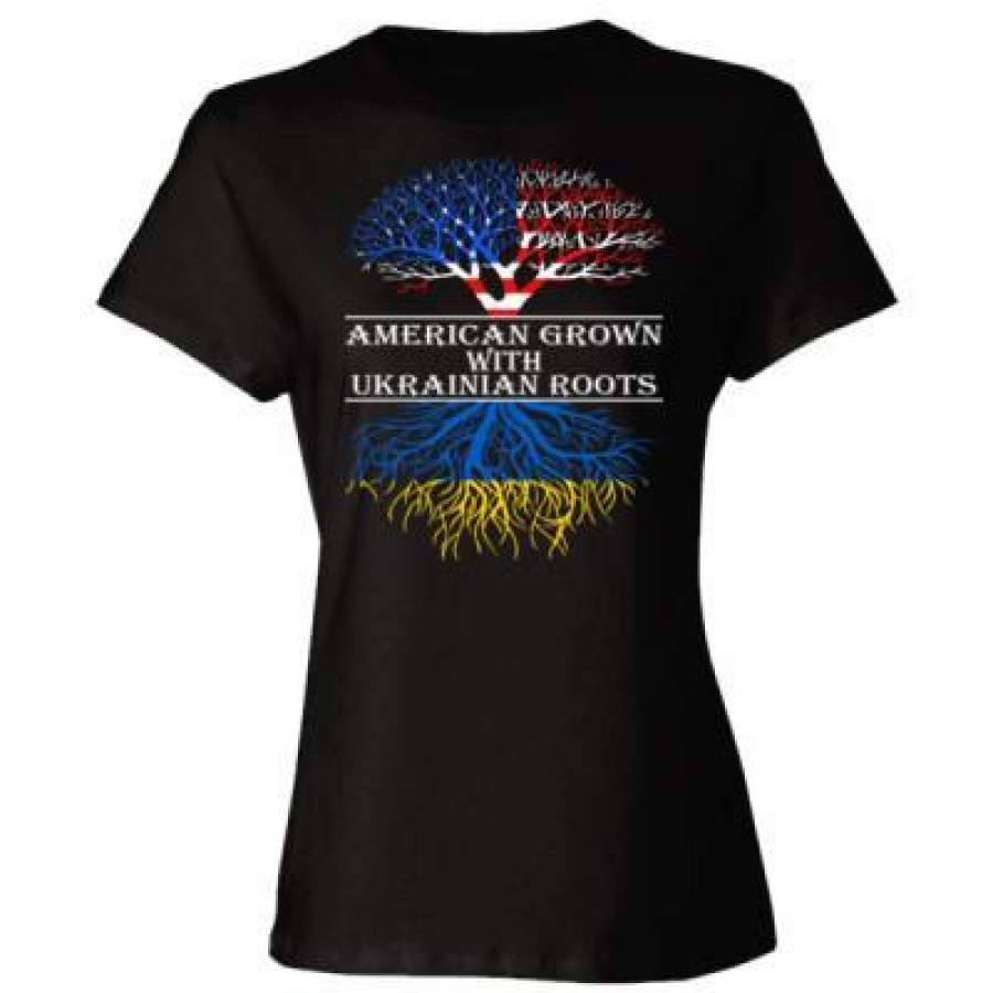 AGR American Grown With Ukrainian Roots – Ladies’ Cotton T-Shirt