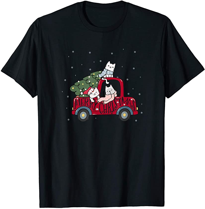 Merry Christmas – Cute Kitten Christmas Tree Pick Up T-Shirt