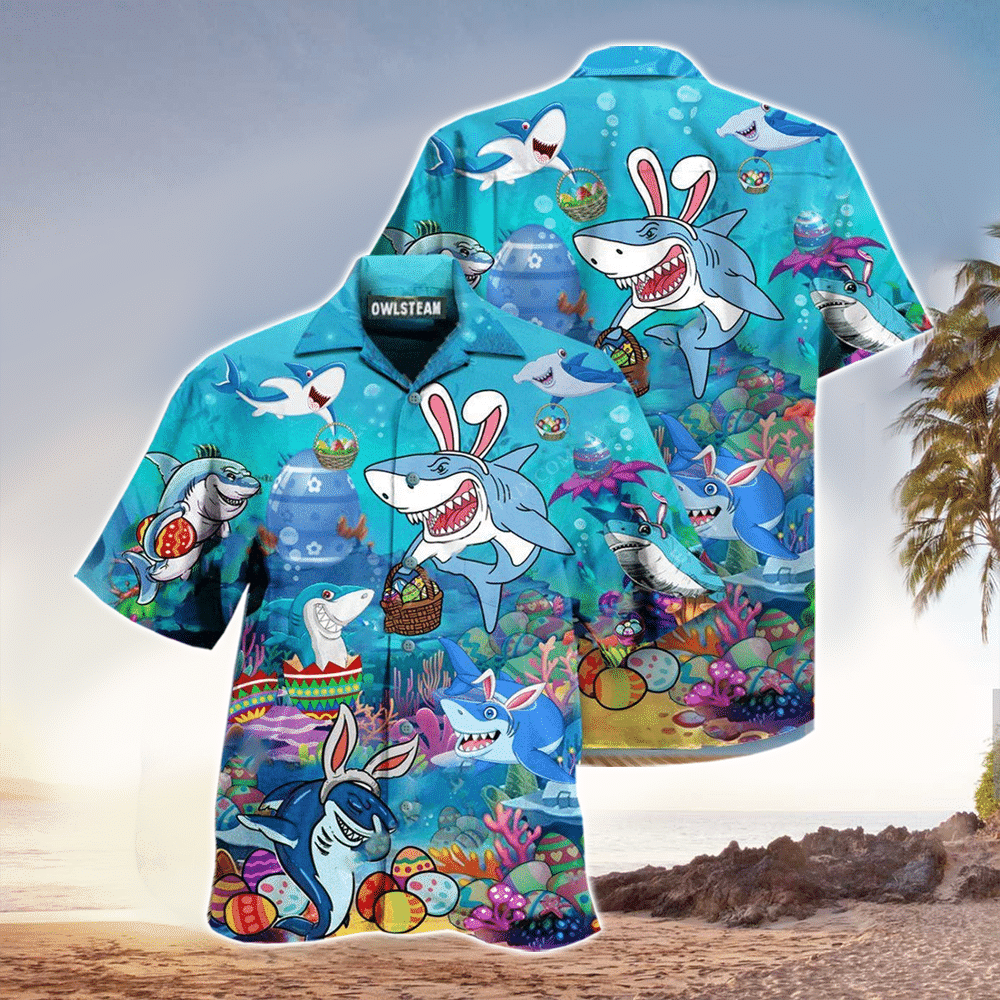 Waybackapparel Bunny Shark  Lover Aloha Shirt 3D Hawaiian Shirt