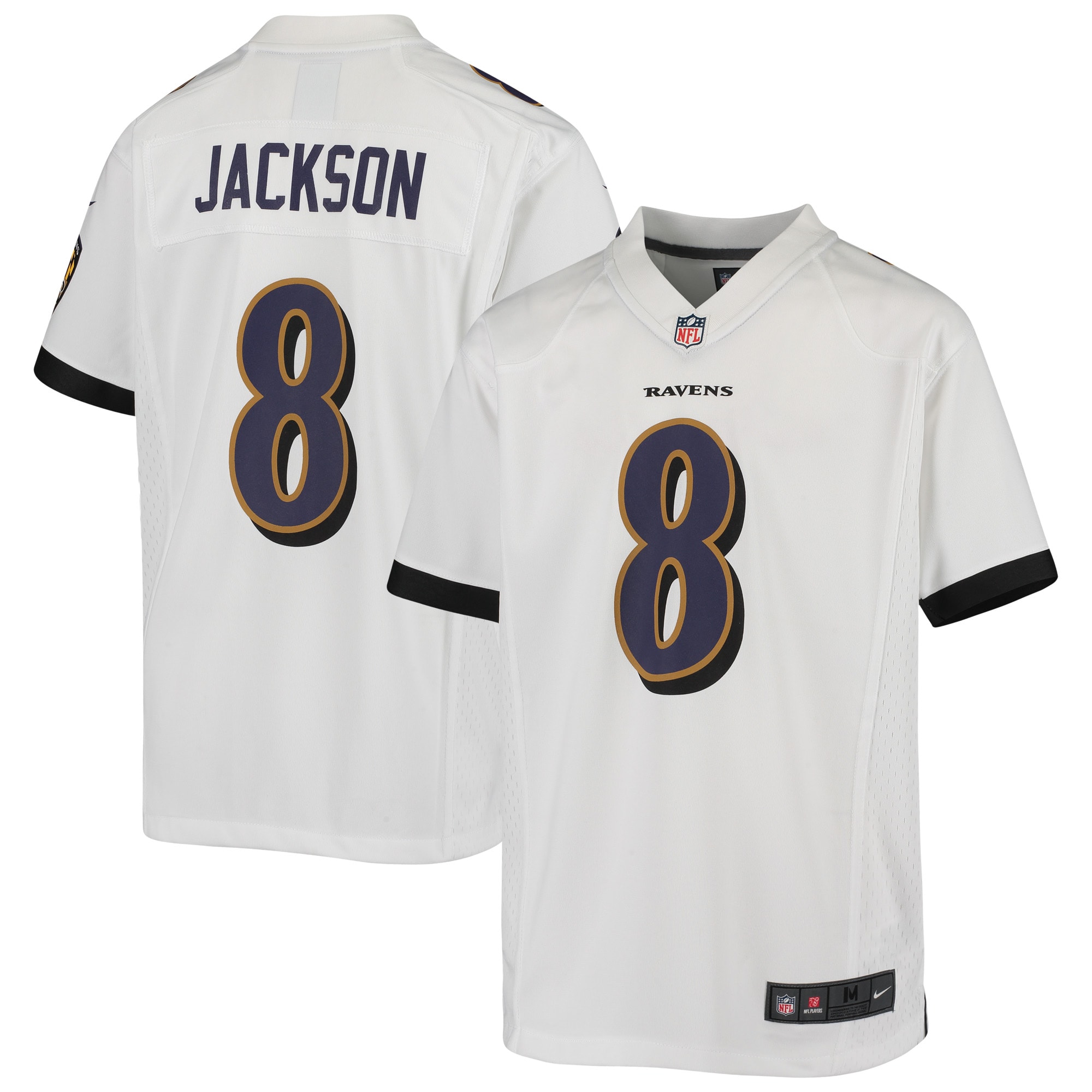 Youth Baltimore Ravens Lamar Jackson White Game Jersey