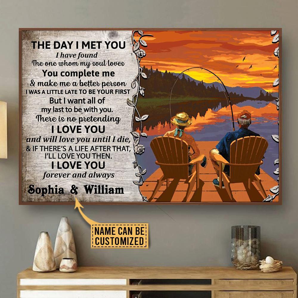 Aeticon Gifts Personalized Sunset Fishing The Day I Met Canvas Mom Dad Gift Home Decor