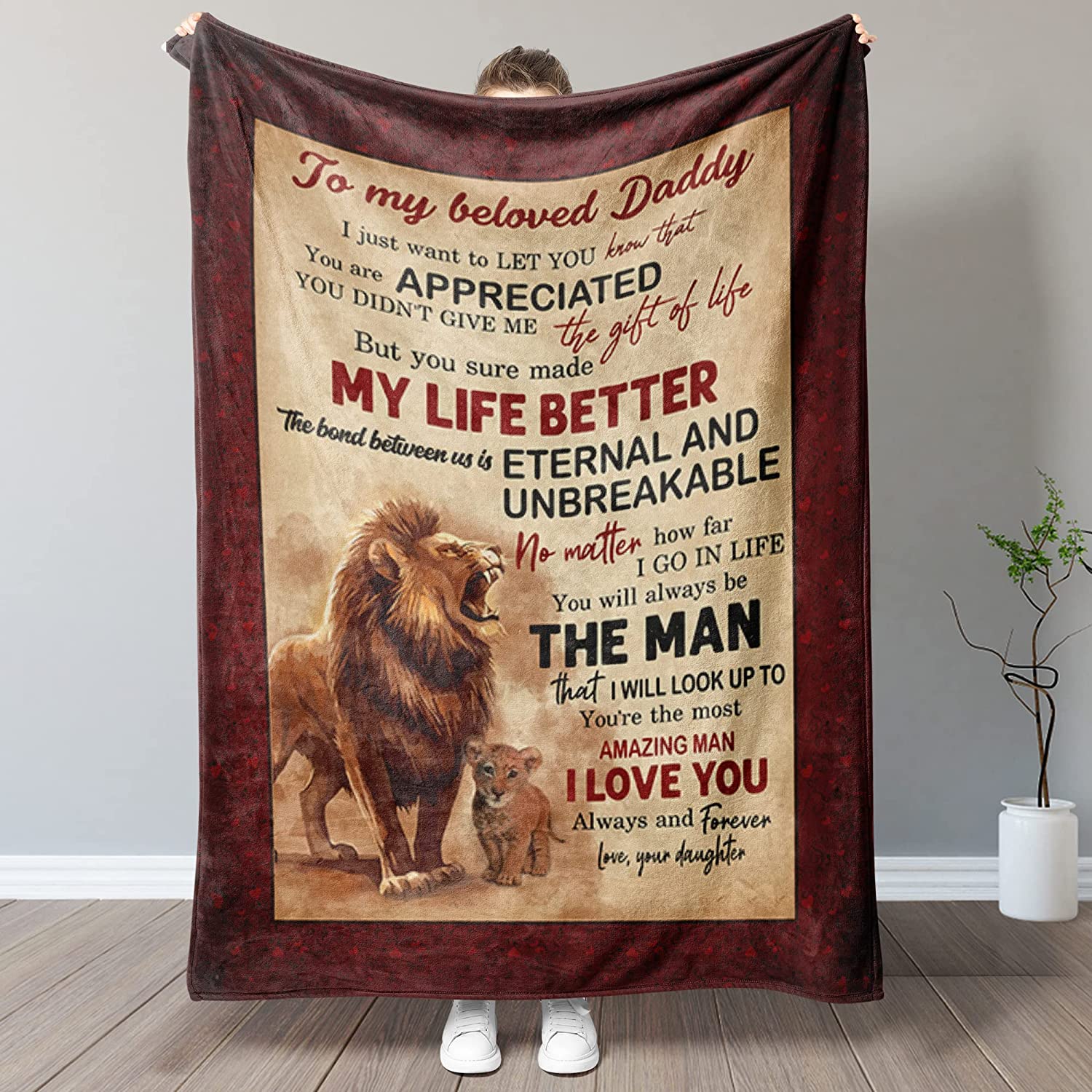 Personalized Blanket For Dad From Daughter, Gift For Dad From Daughter Son, Dad Gift , Father’S Day Christmas Gift For Dad