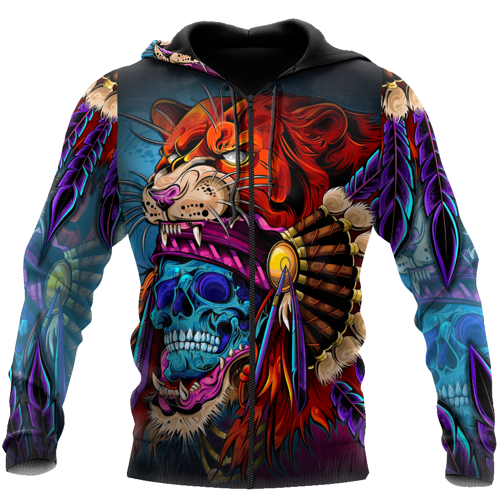 Skull Gifts Lion Skull Over Printed Us Unisex Size Hoodie